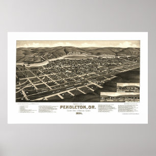 Pendleton, OR Panoramic Map - 1884 Poster