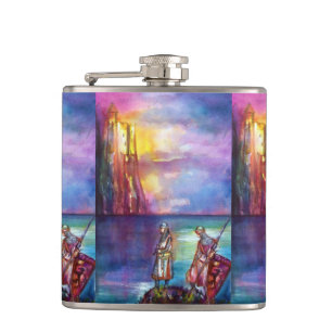PENDRAGON Mediaeval Knights,Lake Sunset,Fantasy Hip Flask