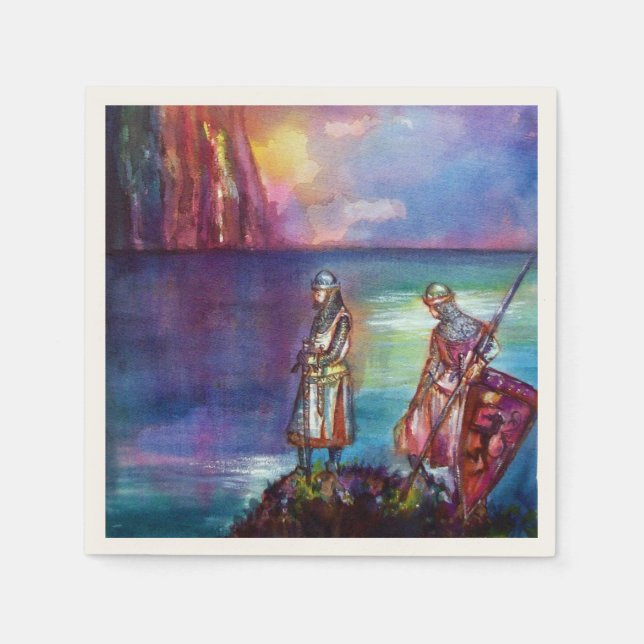 PENDRAGON Mediaeval Knights,Lake Sunset,Fantasy Napkin (Front)