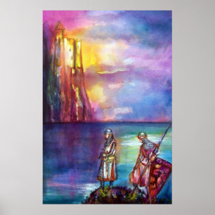 PENDRAGON Mediaeval Knights,Lake Sunset,Fantasy Poster