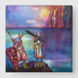 PENDRAGON Mediaeval Knights,Lake Sunset,Fantasy Square Wall Clock