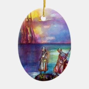 PENDRAGON Medieval Knights,Lake Sunset,Fantasy Ceramic Tree Decoration