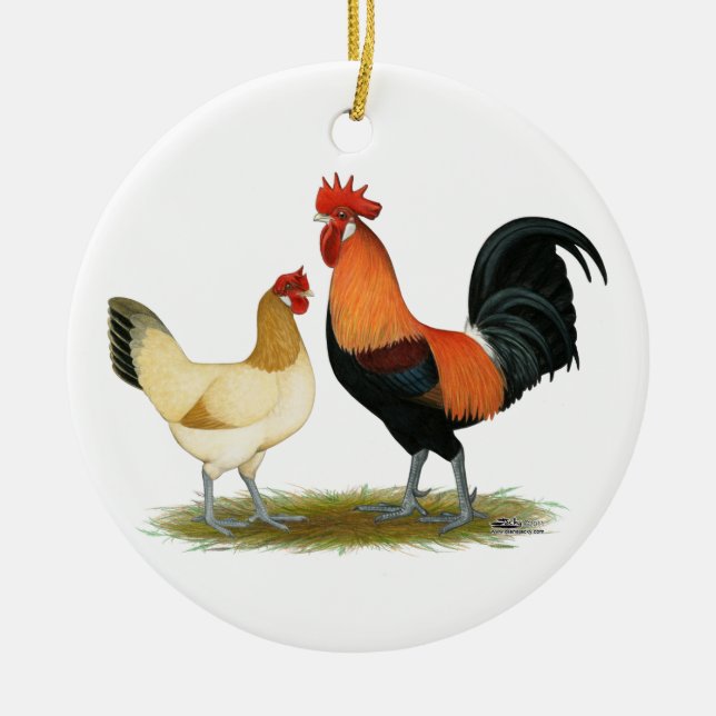 Penedesenca Chickens Ceramic Tree Decoration (Front)