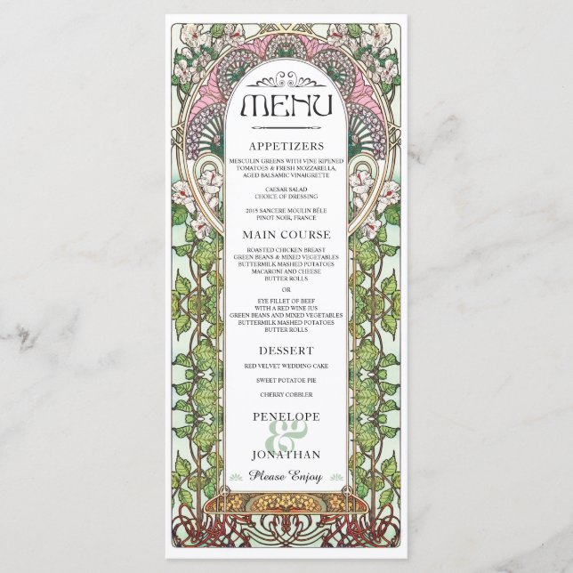 PENELOPE 01 A - Wedding Food Menu 1 (Front)