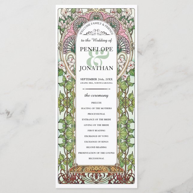 PENELOPE 01 A - Wedding Program - Art Nouveau Programme (Front)