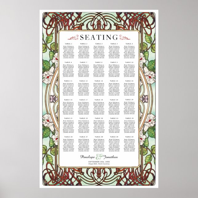 PENELOPE 01 A - Wedding Seating Chart - Large (Front)