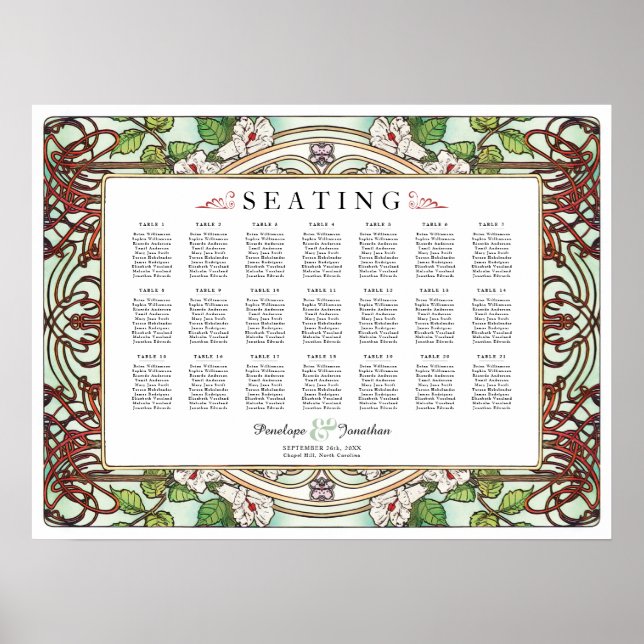 PENELOPE 01 A - Wedding Seating Chart - Medium (Front)