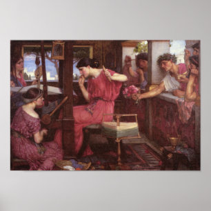 Penelope And The Suitors - John William Waterhouse Poster