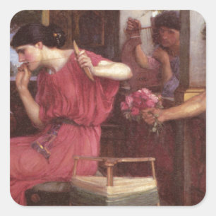 Penelope And The Suitors - John William Waterhouse Square Sticker