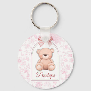Penelope   Custom Pink Teddy Bear Nursery Design  Key Ring