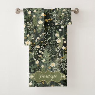 Penelope Dark Daisy Floral Bath Towel Set