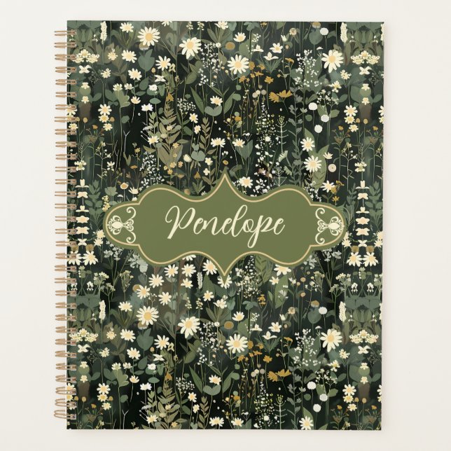Penelope Dark Daisy Floral Planner (Front)