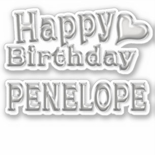 Penelope Happy Birthday silver sticker