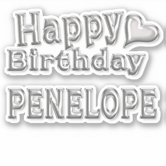 Penelope Happy Birthday silver sticker (Front)