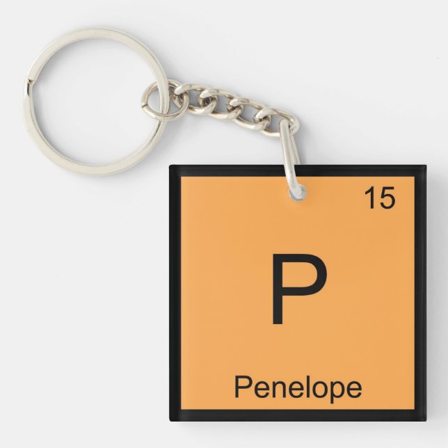 Penelope Name Chemistry Element Periodic Table Key Ring (Front)