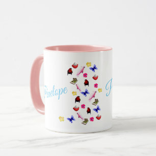 Penelope, Name, With Bunnies, Parrots And Flowers, Mug