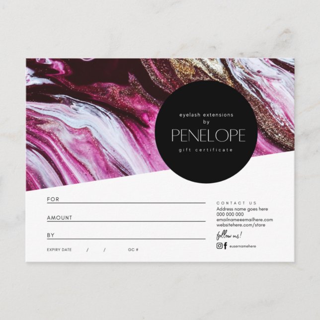 Penelope Salon  gift certificate Postcard (Front)