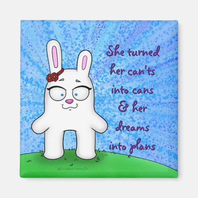 Penelope the Bunny, magnet w/quote (Front)
