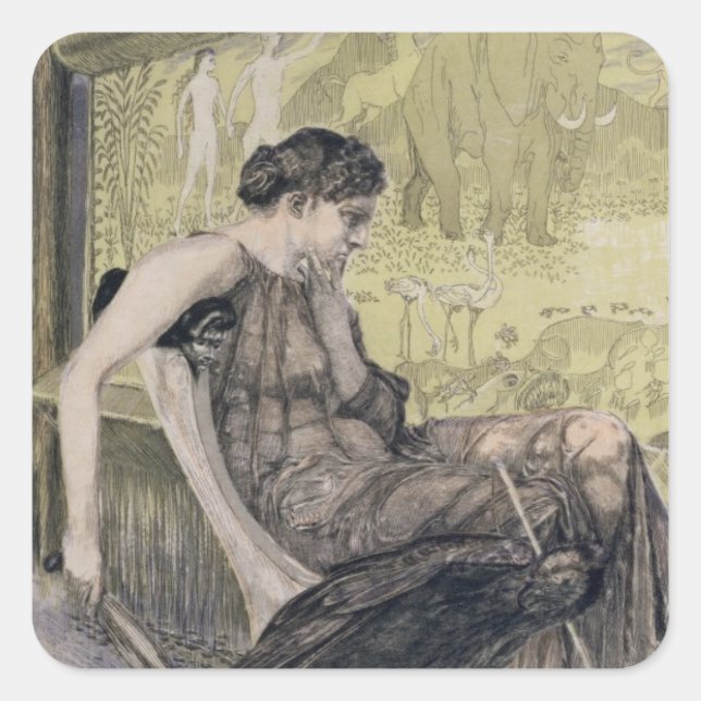 Penelope weaving a shroud for Laertes her father-i Square Sticker (Front)
