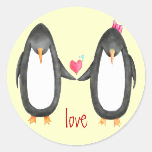 Pengin Luv Classic Round Sticker