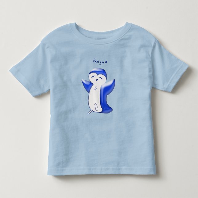 Pengu Happy Penguin (Blue) Toddler Tshirt (Front)