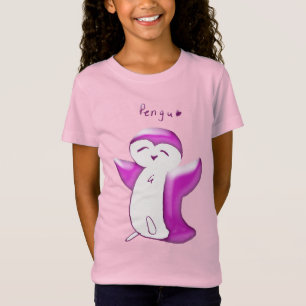 Pengu Happy Penguin(BrightPink) Kids Tshirt