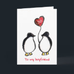 Penguin 30th birthday or any age boyfriend card<br><div class="desc">Personalised 30th birthday boyfriend penguin card.
The perfect romantic and illustrated card for a man or woman to their boyfriend when he reaches thirty years old.
The messages on the front and inside can be customised as desired and the age shown can also be changed.</div>