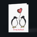 Penguin 30th birthday or any age husband card<br><div class="desc">Personalised 30th birthday husband penguin card.
The perfect romantic and illustrated card for a wife to give her husband when he reaches thirty years old.
The messages on the front and inside can be customised as desired and the age shown can also be changed.</div>
