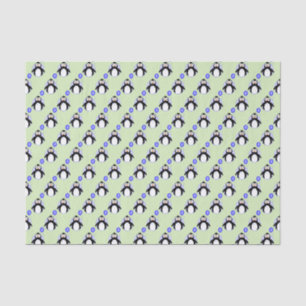Penguin 3 year old blue green tissue paper