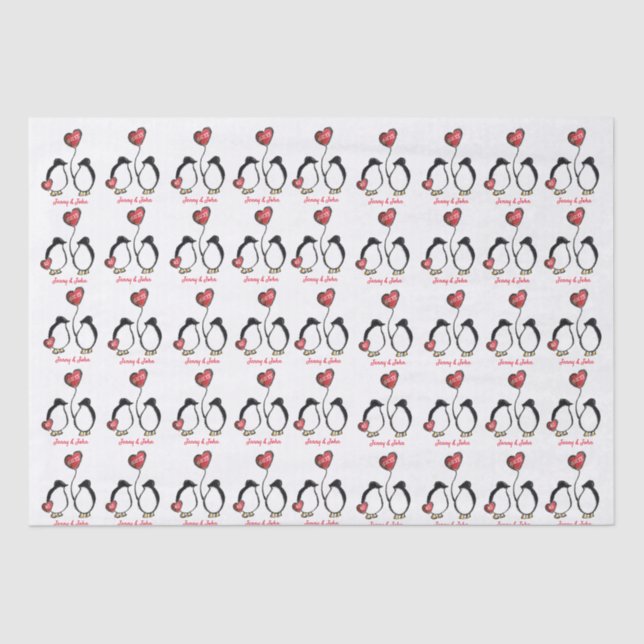 Penguin 40th or any ruby wedding anniversary tissue paper (Front)