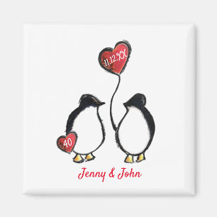 Penguin 40th ruby wedding anniversary magnet