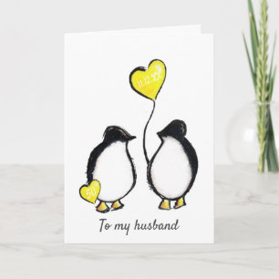 Penguin 50th Golden wedding anniversary husband Card