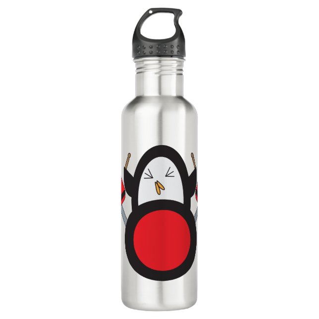 Penguin Adorable Drummer 710 Ml Water Bottle (Front)