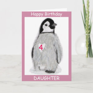 PENGUIN AGE HEART CARD birthday etc personalize