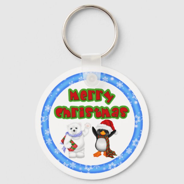 Penguin and Bears Christmas Wish Key Ring (Front)
