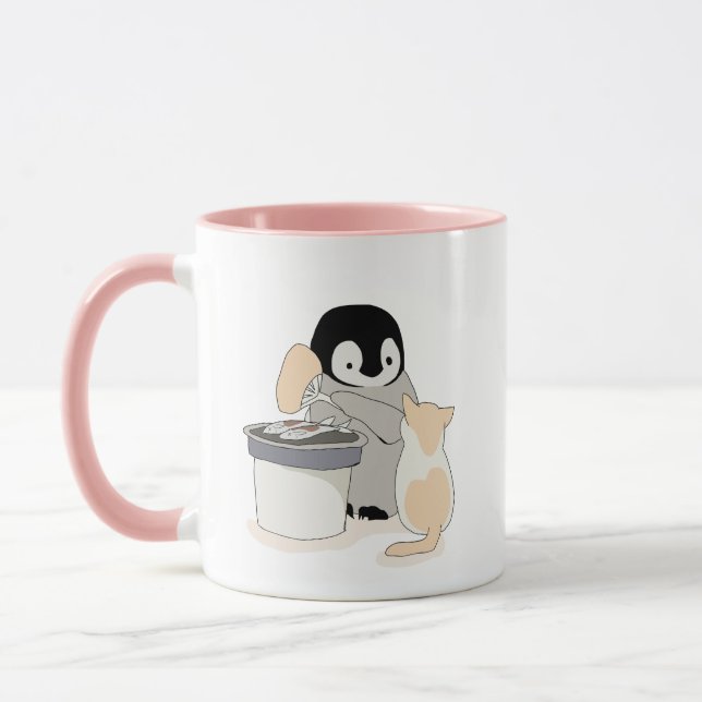 Penguin and cat mug (Left)