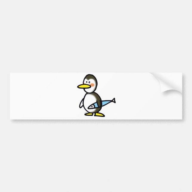 penguin and fish bumper sticker (Front)