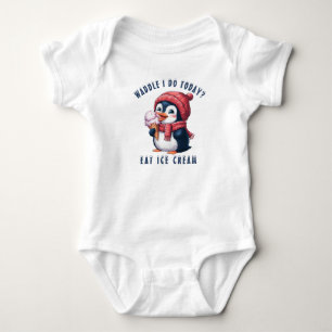 Penguin and Ice Cream  Baby Bodysuit