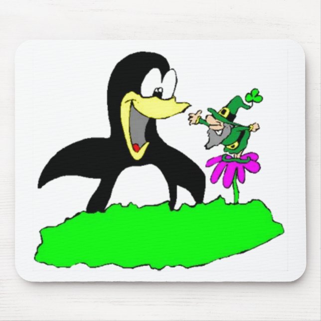 Penguin and Leprechaun Mouse Mat (Front)