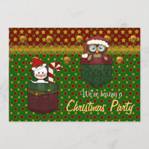 Penguin and Owl Rustic Christmas Party - Groupon Invitation