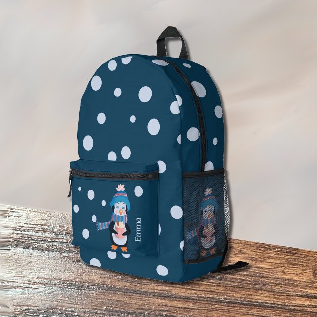 Penguin and Polka Dots Blue Child Backpack (Creator Uploaded)