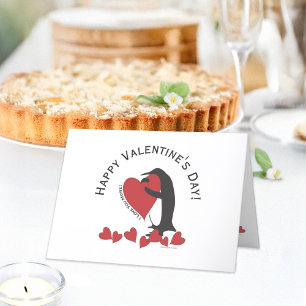 Penguin and Red Heart Happy Valentine’s Day Holiday Card