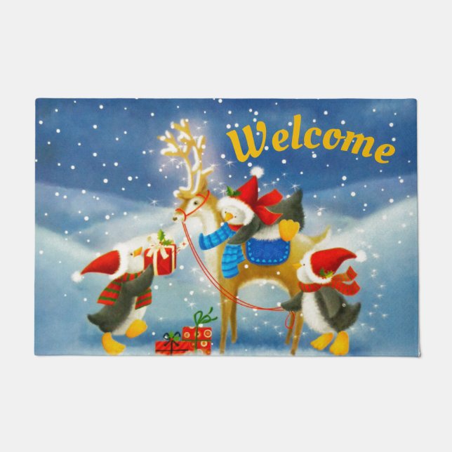 Penguin and Reindee Doormat (Front)