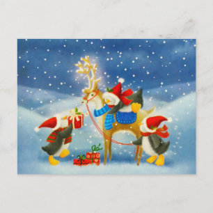 Penguin and Reindeer Postcard