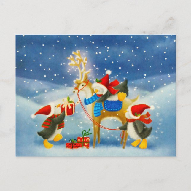 Penguin and Reindeer Postcard (Front)