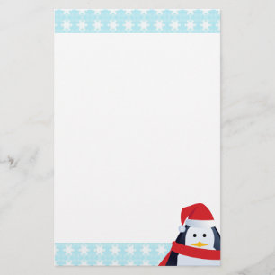Penguin and Snowflakes Stationery