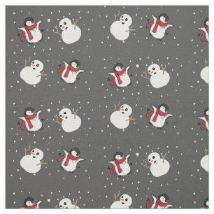 Penguin and Snowman Fabric