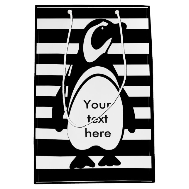 Penguin and Stripes Medium Gift Bag (Front)