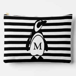 Penguin and Stripes Monogrammed Accessory Pouch