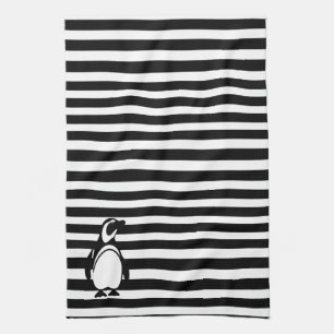 Penguin and Stripes Tea Towel